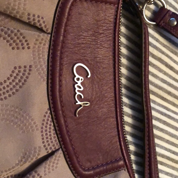 Coach tan and purple purse - Picture 2 of 4